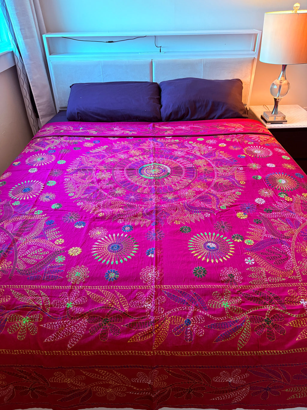Traditional Luxury Hand Embroidered Cotton Nakshi Kantha Quilt (#PA04302600001)