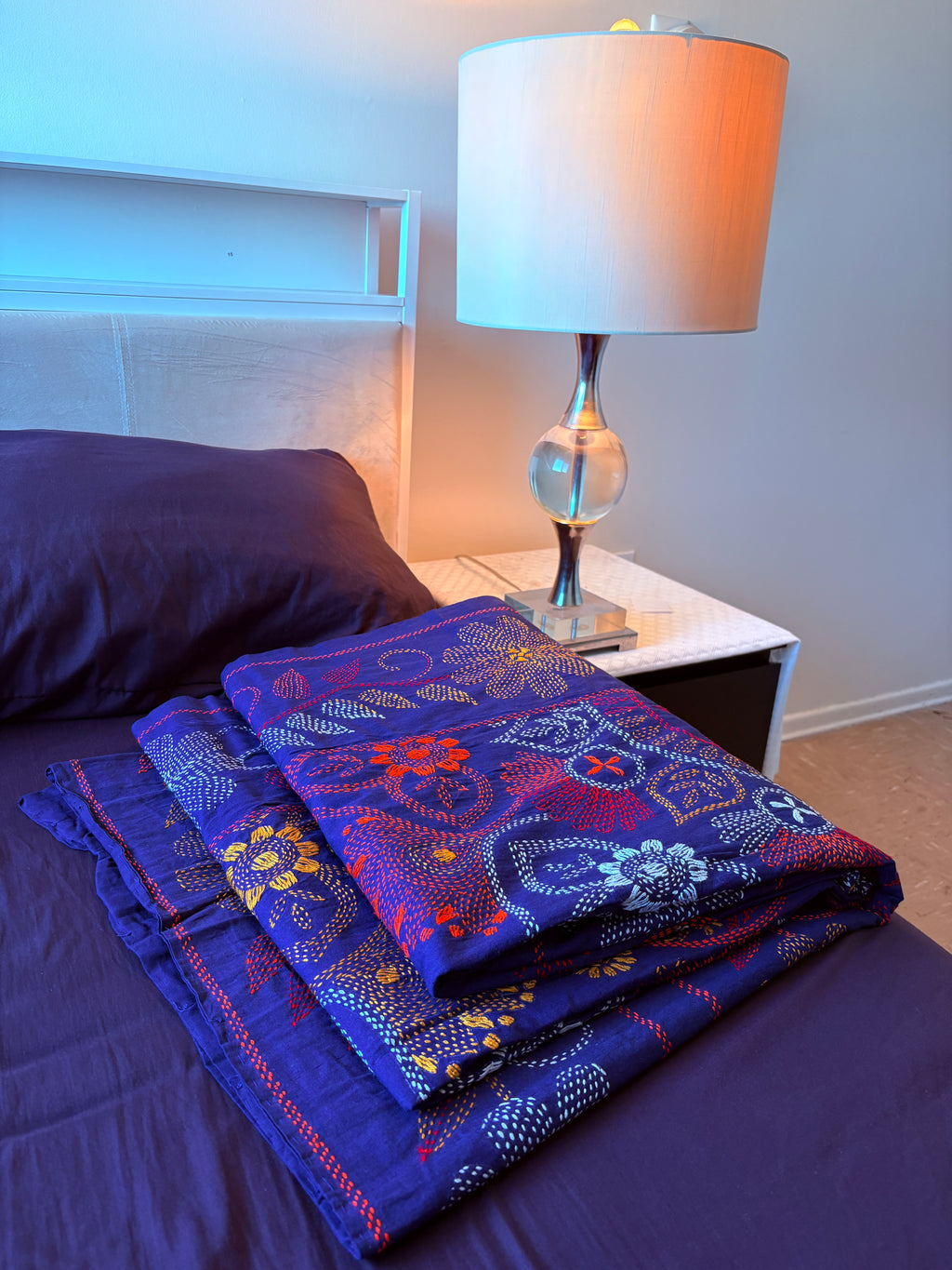 Traditional Luxury Hand Embroidered Cotton Nakshi Kantha Quilt (#PA04302600003)