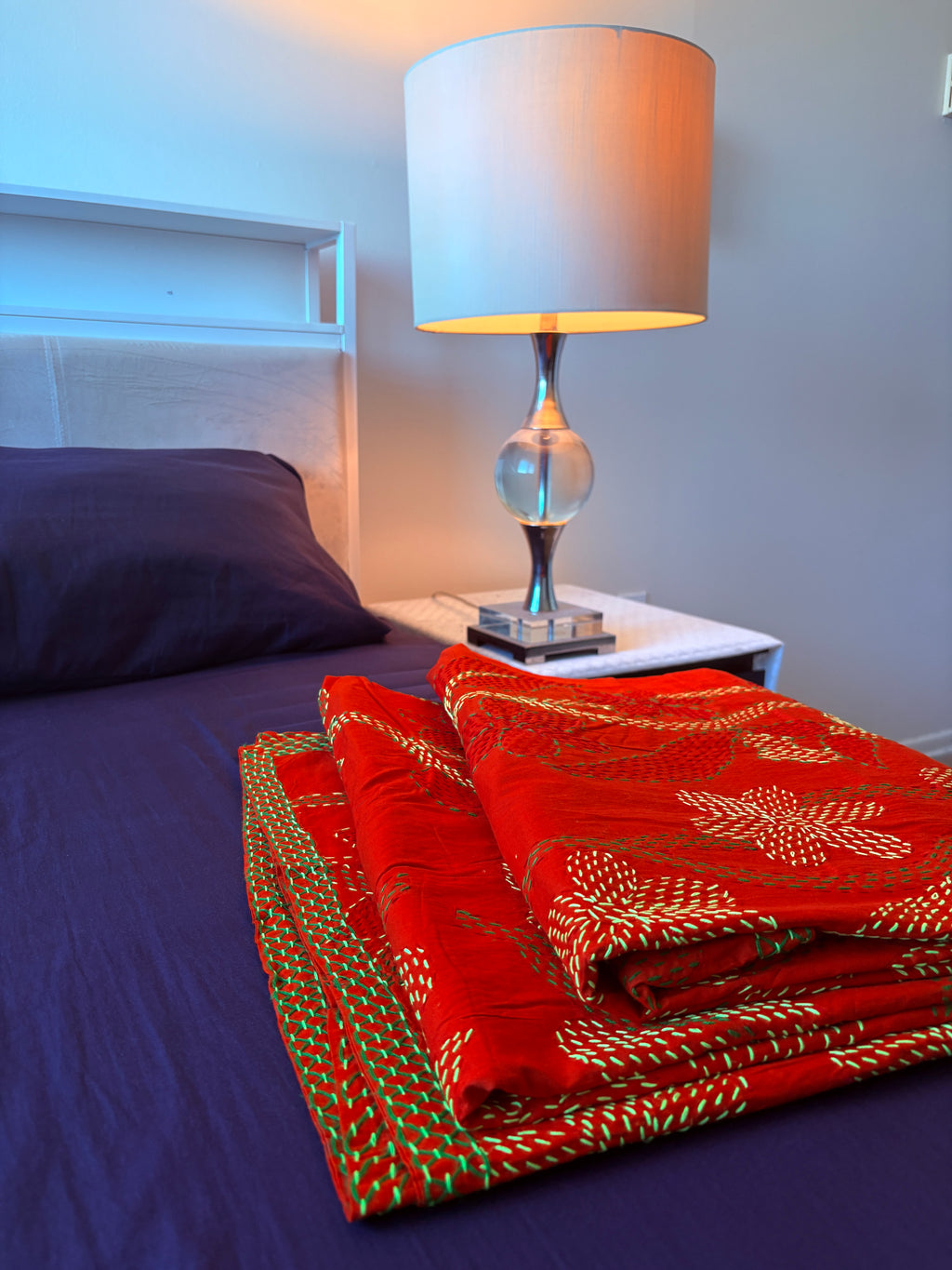 Traditional Luxury Hand Embroidered Cotton Nakshi Kantha Quilt (#PA04302600007)