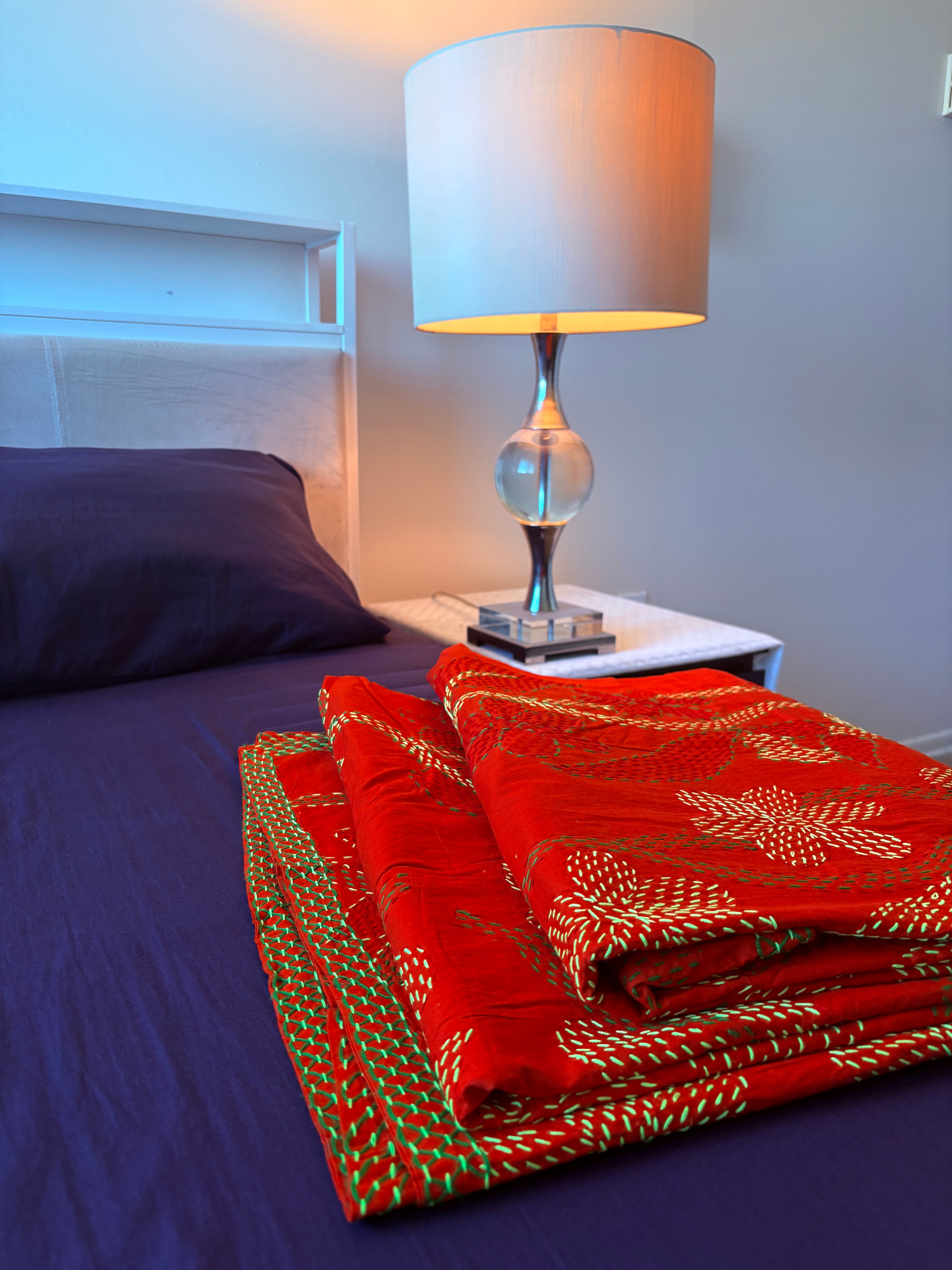Traditional Luxury Hand Embroidered Cotton Nakshi Kantha Quilt (#PA04302600007)
