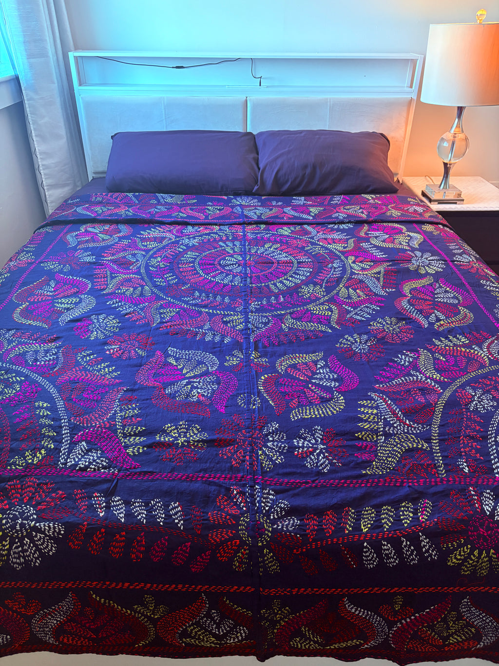 Traditional Luxury Hand Embroidered Cotton Nakshi Kantha Quilt (PA04302600008)