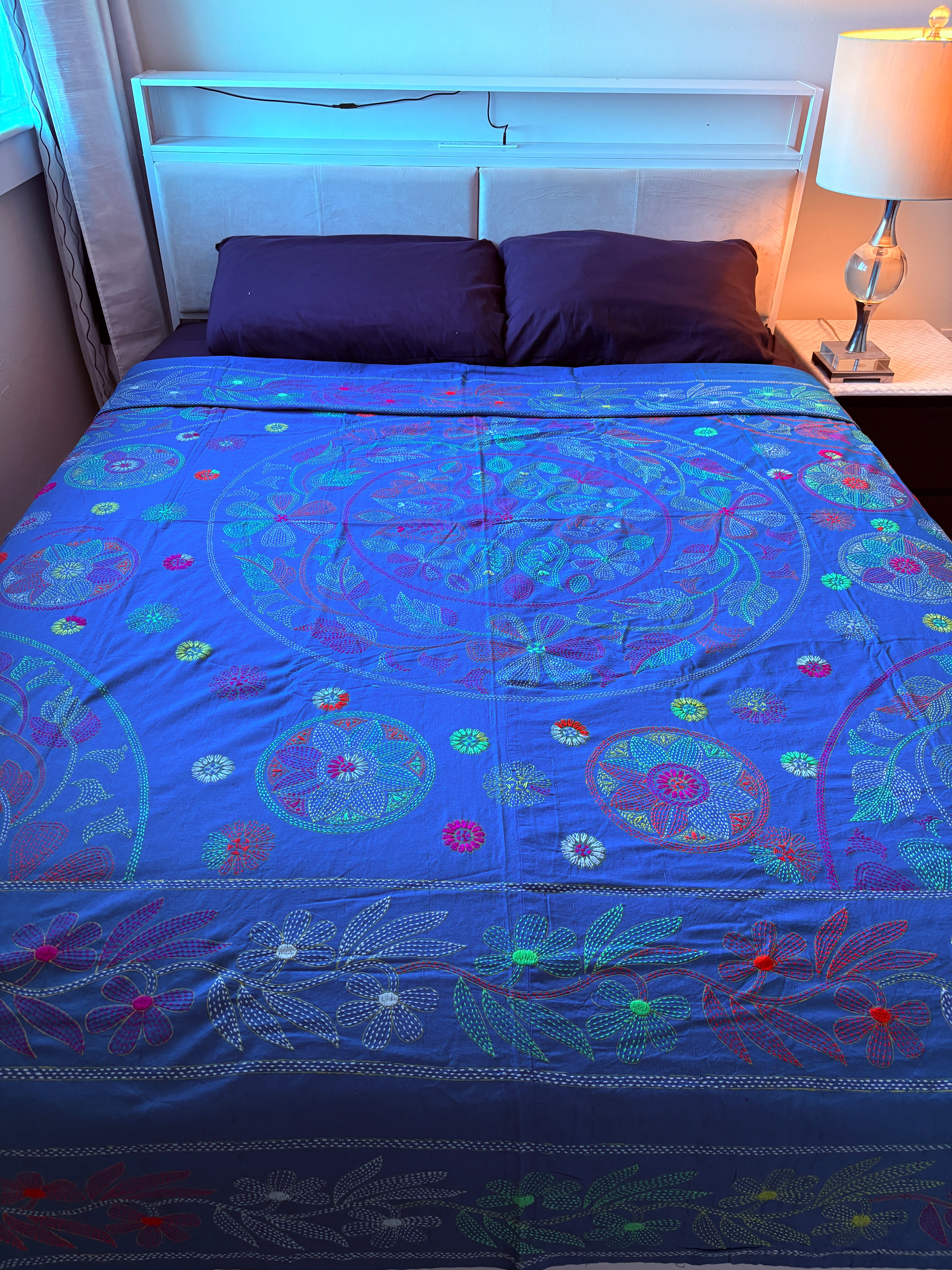 Traditional Luxury Hand Embroidered Cotton Nakshi Kantha Quilt (#PA04302600005)