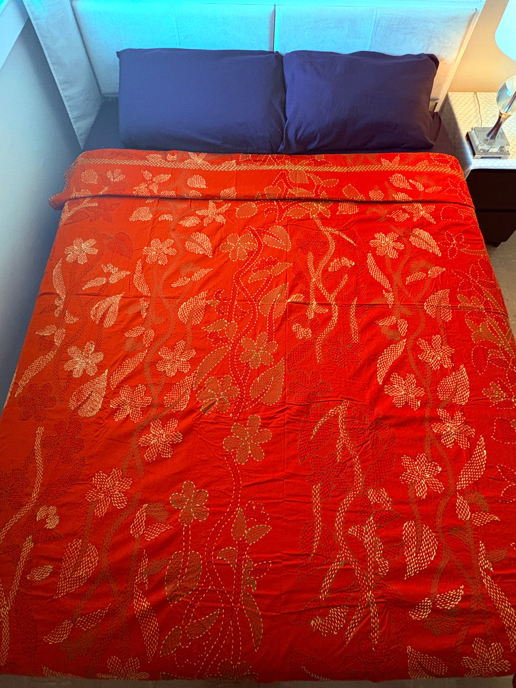 Traditional Luxury Hand Embroidered Cotton Nakshi Kantha Quilt (#PA04302600007)
