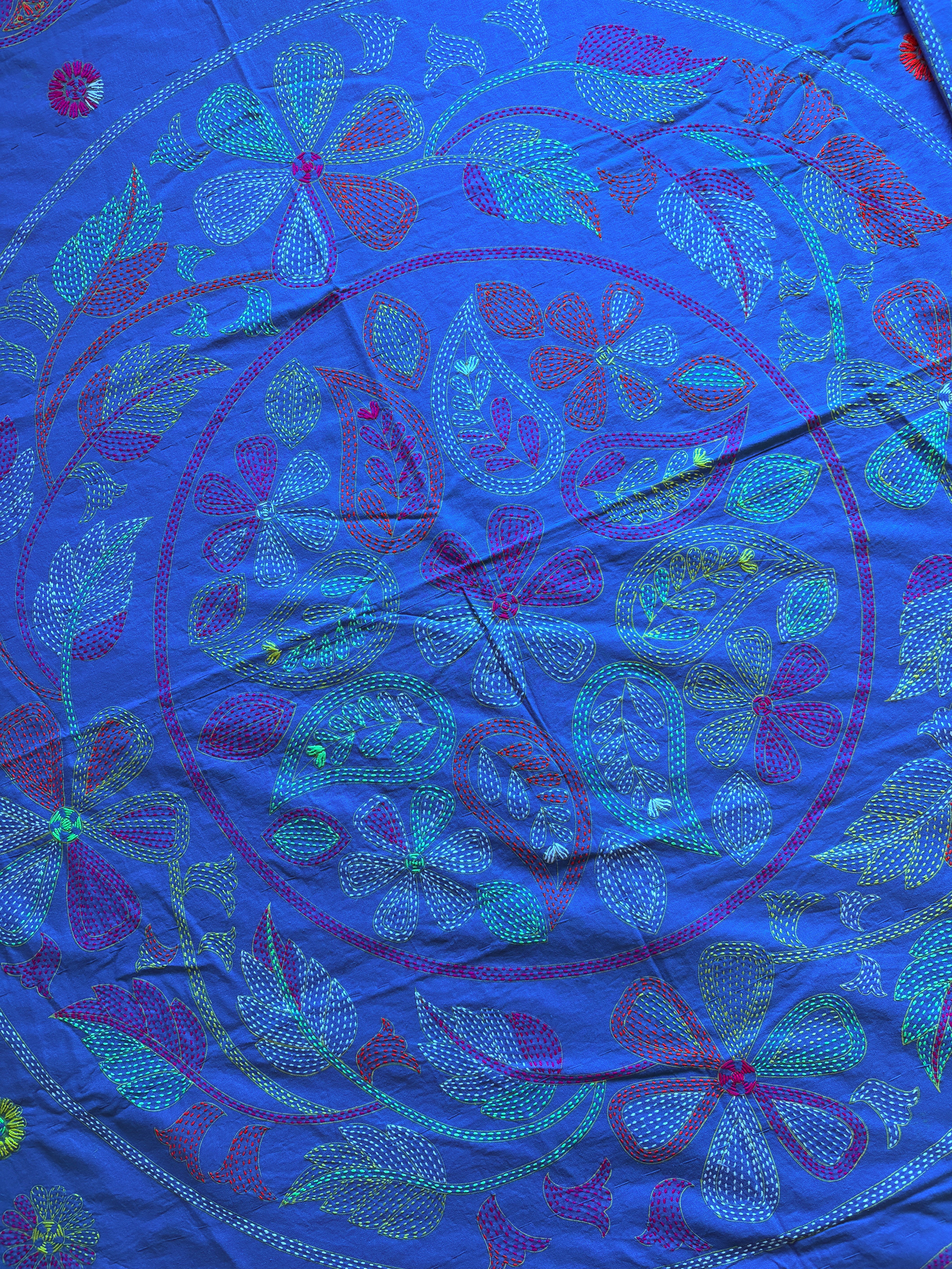 Traditional Luxury Hand Embroidered Cotton Nakshi Kantha Quilt (#PA04302600005)