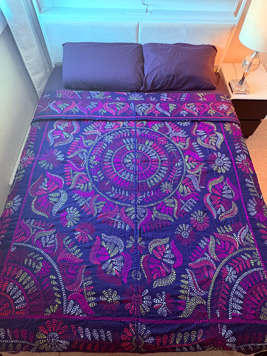 Traditional Luxury Hand Embroidered Cotton Nakshi Kantha Quilt (PA04302600008)