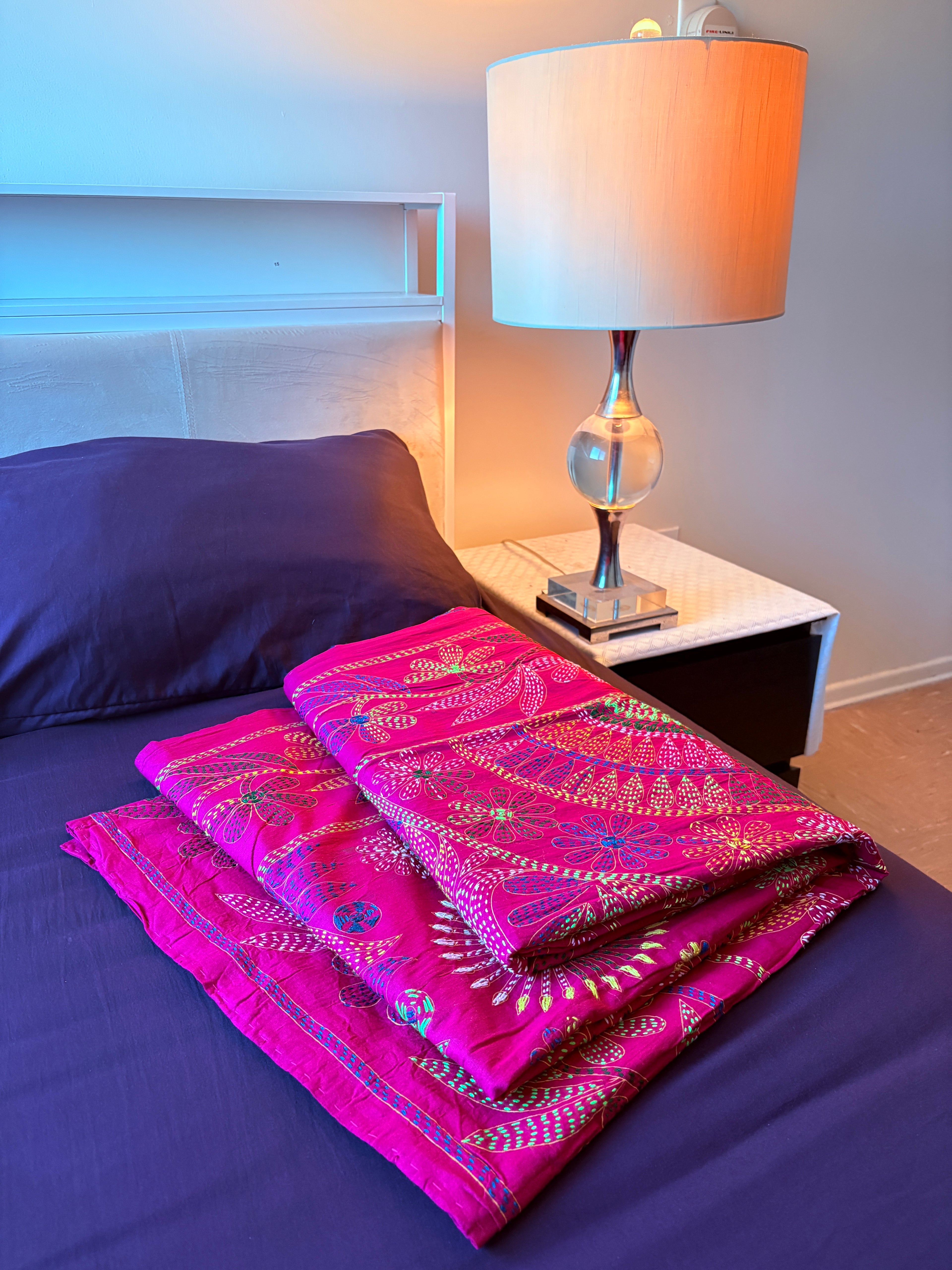 Traditional Luxury Hand Embroidered Cotton Nakshi Kantha Quilt (#PA04302600001)