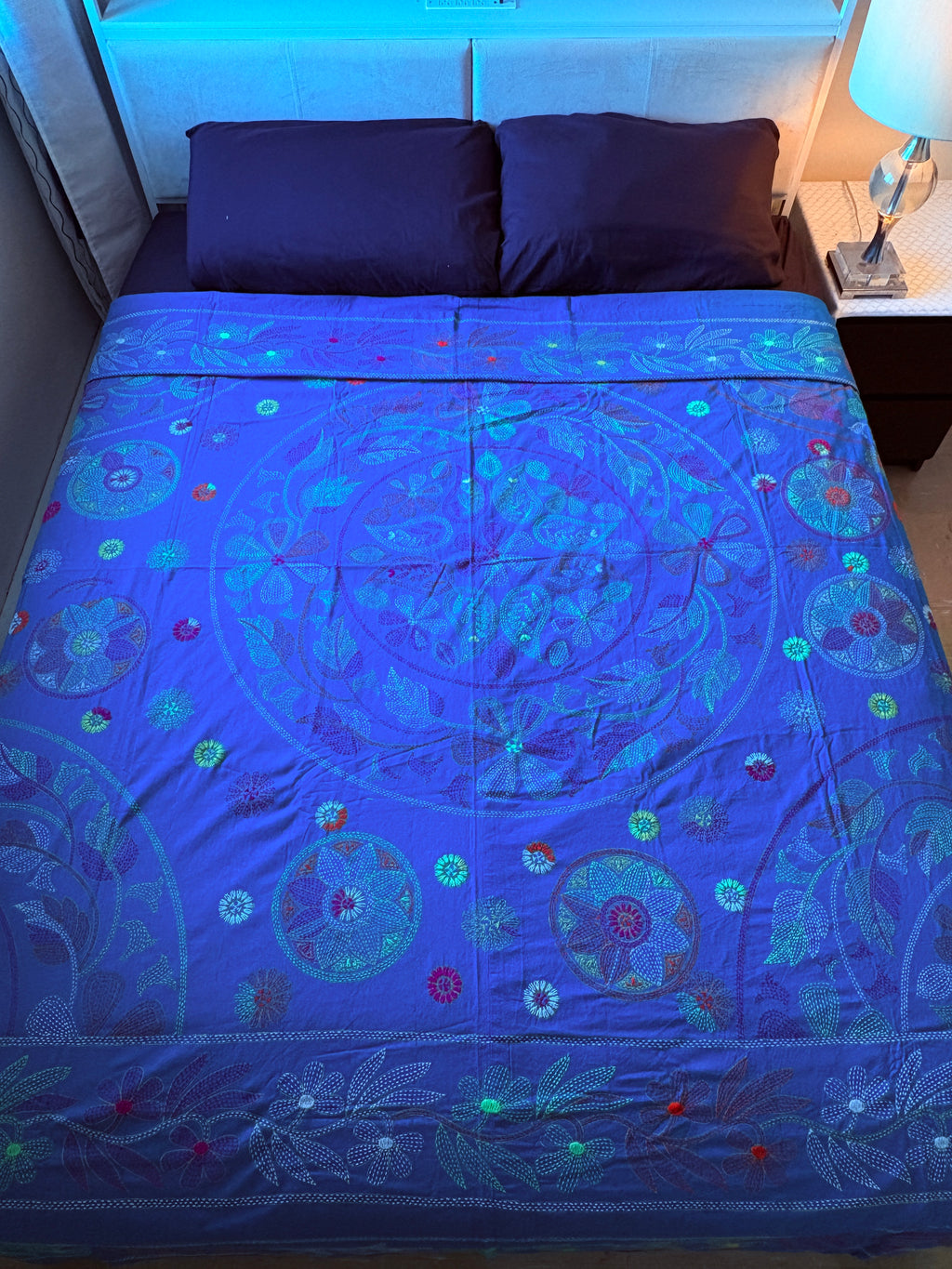 Traditional Luxury Hand Embroidered Cotton Nakshi Kantha Quilt (#PA04302600005)